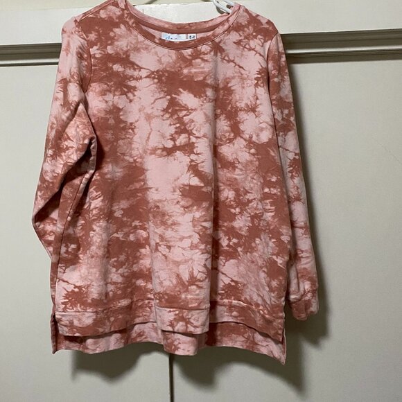 d&co. pink & mauve/rust tie dye sweatshirt, size 1X - Picture 1 of 12